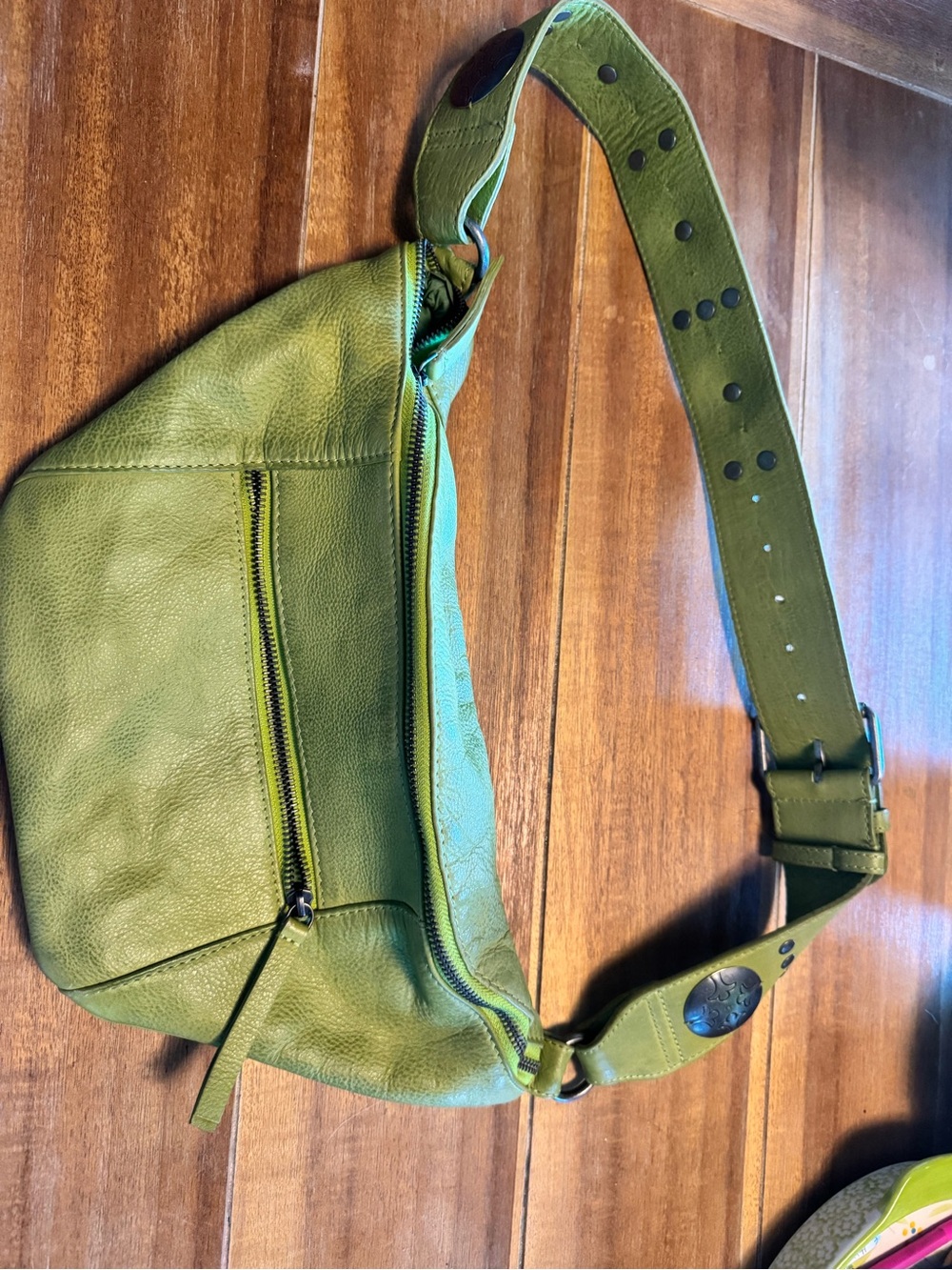 Free People Olive Green Leather Crossbody Belt Bag
